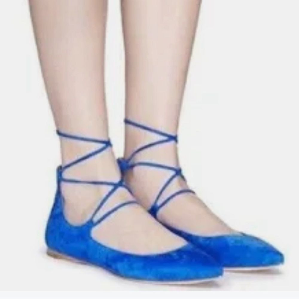 SIGERSON MORRISON Sapphire Blue  Viata Suede Casual Lace Up Flats